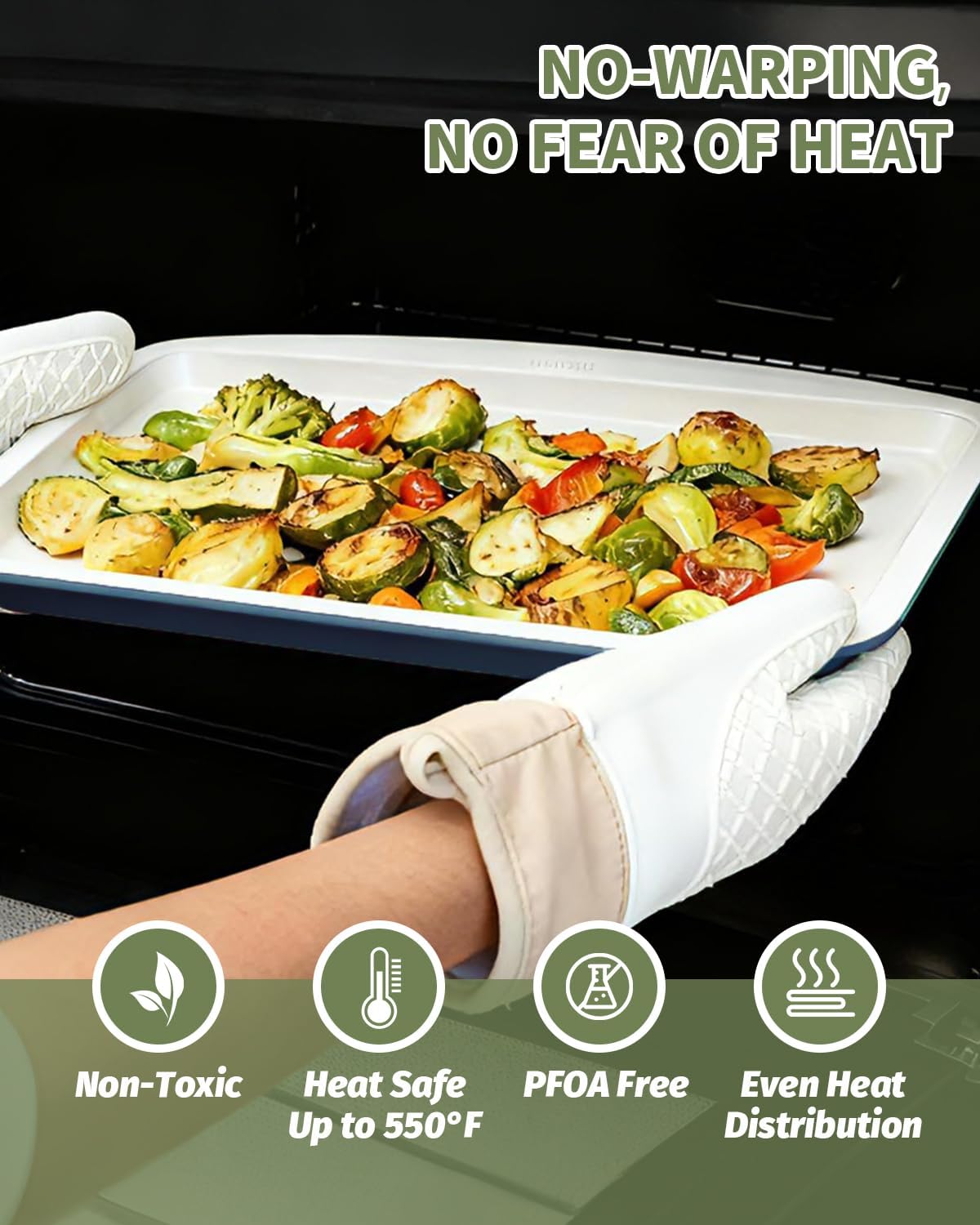 Skiennix Ceramic Nonstick Baking Pans Set - 30 PCS Stackable Bakeware, 550°F Oven Safe, Dishwasher Safe, Blue