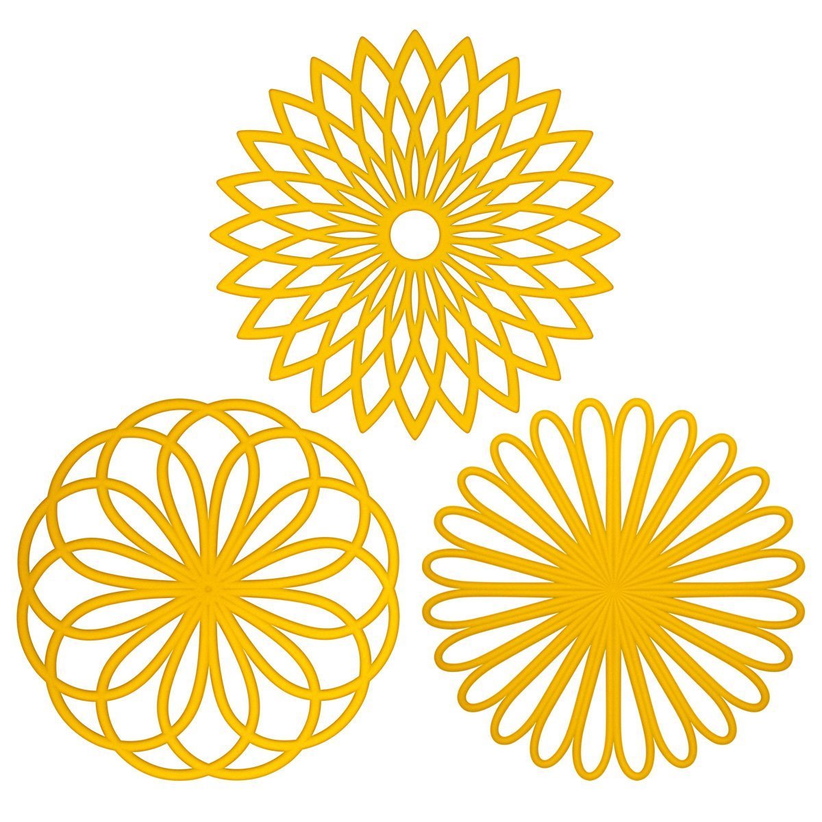 ME.FAN Silicone Trivet Mat - Kitchen Hot Pads for Pots & Dish - Insulated Teapot Trivet - Flexible, Durable, Non-Slip Large Coasters 3 Set Yellow