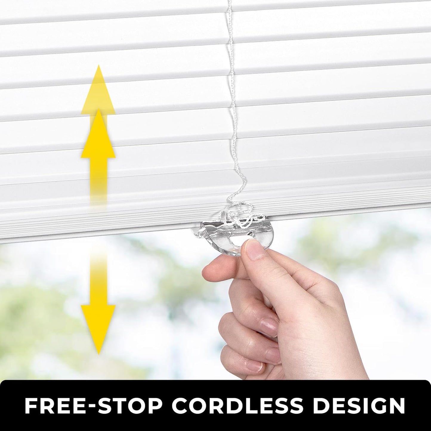 UNISHADES Cordless Mini Blinds - 1" Vinyl L-Shaped Slats for Indoor Windows, 20" W × 36" H - White