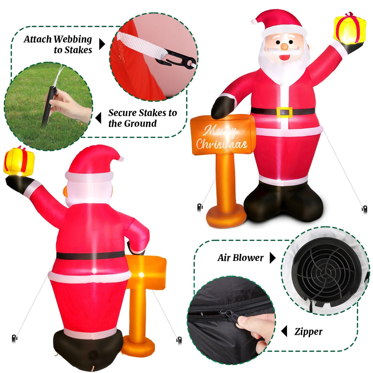 Christmas Inflatables Decorations Outdoor, 6FT Inflatable Christmas Blow Ups for Yard, Garden, Lawn & Indoor, Bright LED Lighted Xmas Decoration, Easy Setup & Weather-Resistant Holiday Display