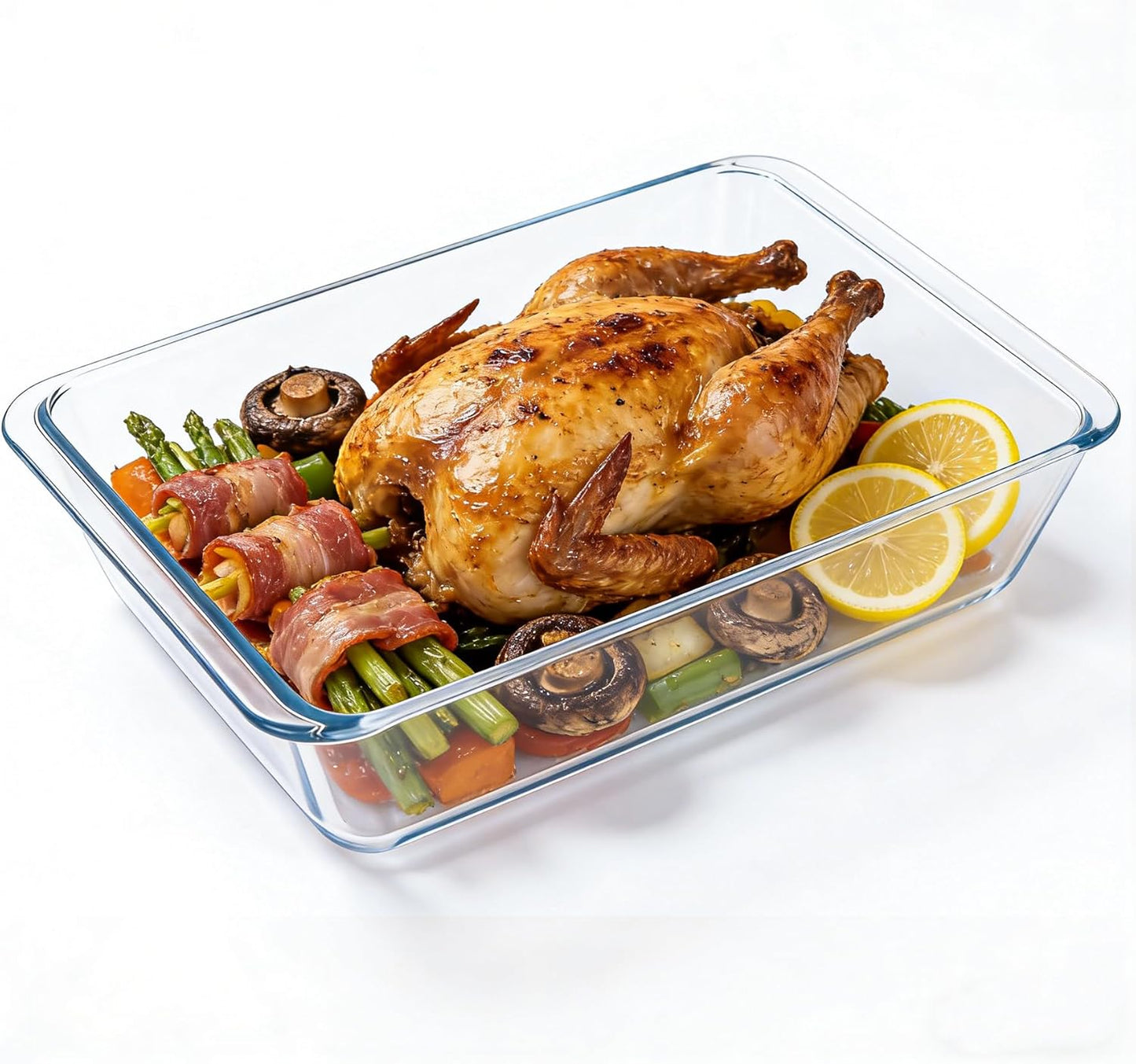 Skiennix 5.7qt Extra Large Glass Baking Dish - Deep 9x13 Tempered Oven & Microwave Safe