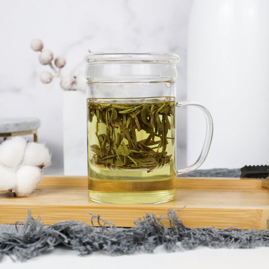 Tea Cup with Infuser and Lid, 14 oz / 400 ml – Borosilicate Glass Tea Infuser Mug for Loose Leaf Teas, Personal Infusion Mug with Filter, Durable and Stylish, Dishwasher Safe, Gift for Teas Lovers