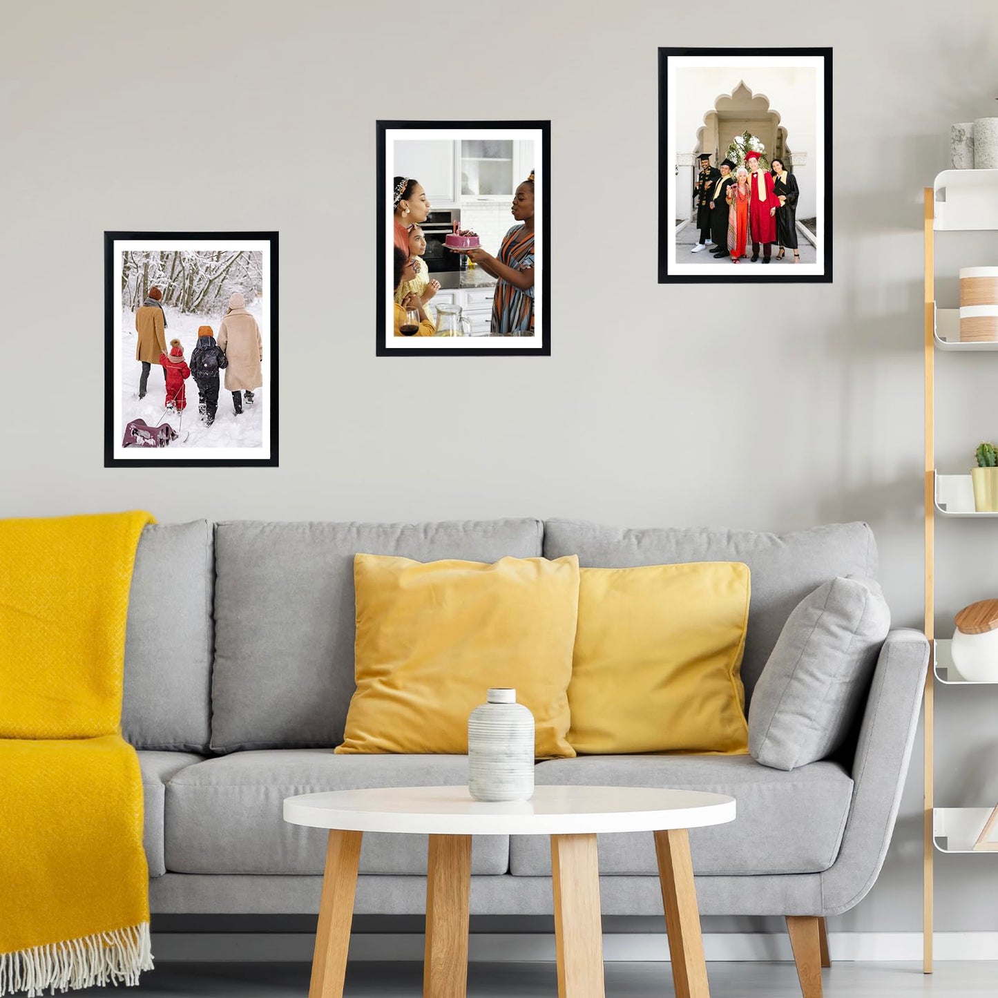 JCJMY 12x16 Picture Frame Set of 6 Black with 10x14 Mat for 30 x 40cm Diamond Art Painting, Display Photo 10x14 with Mat or 12 x 16 Without Mat, Wall Hanging Large Frame, 6 Pack, Black