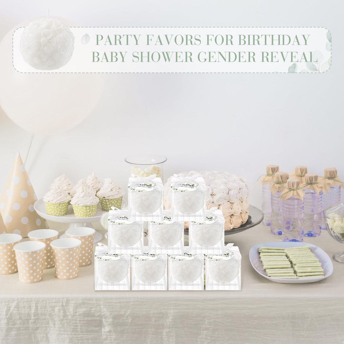 Roowest 50 Pack Wedding Candles Favors Set Include Rose Ball and Greenery Thank You Cards Party for Guests Bridal Shower Return Gifts Keepsakes