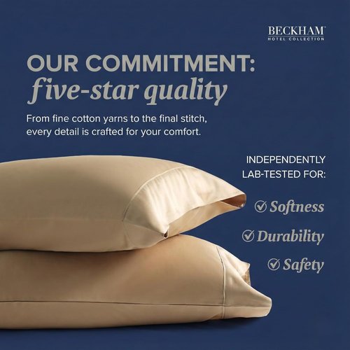 Beckham Hotel Collection Queen Pillows - Soft Down Alternative with Cotton Pillowcases | Set of 2 in Sand
