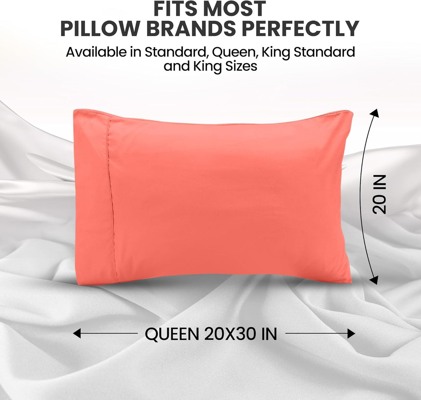 Utopia Bedding Queen Pillow Cases - Soft Brushed Microfiber - 2 Pack | Fade Resistant 20 x 30 Inches (Coral)