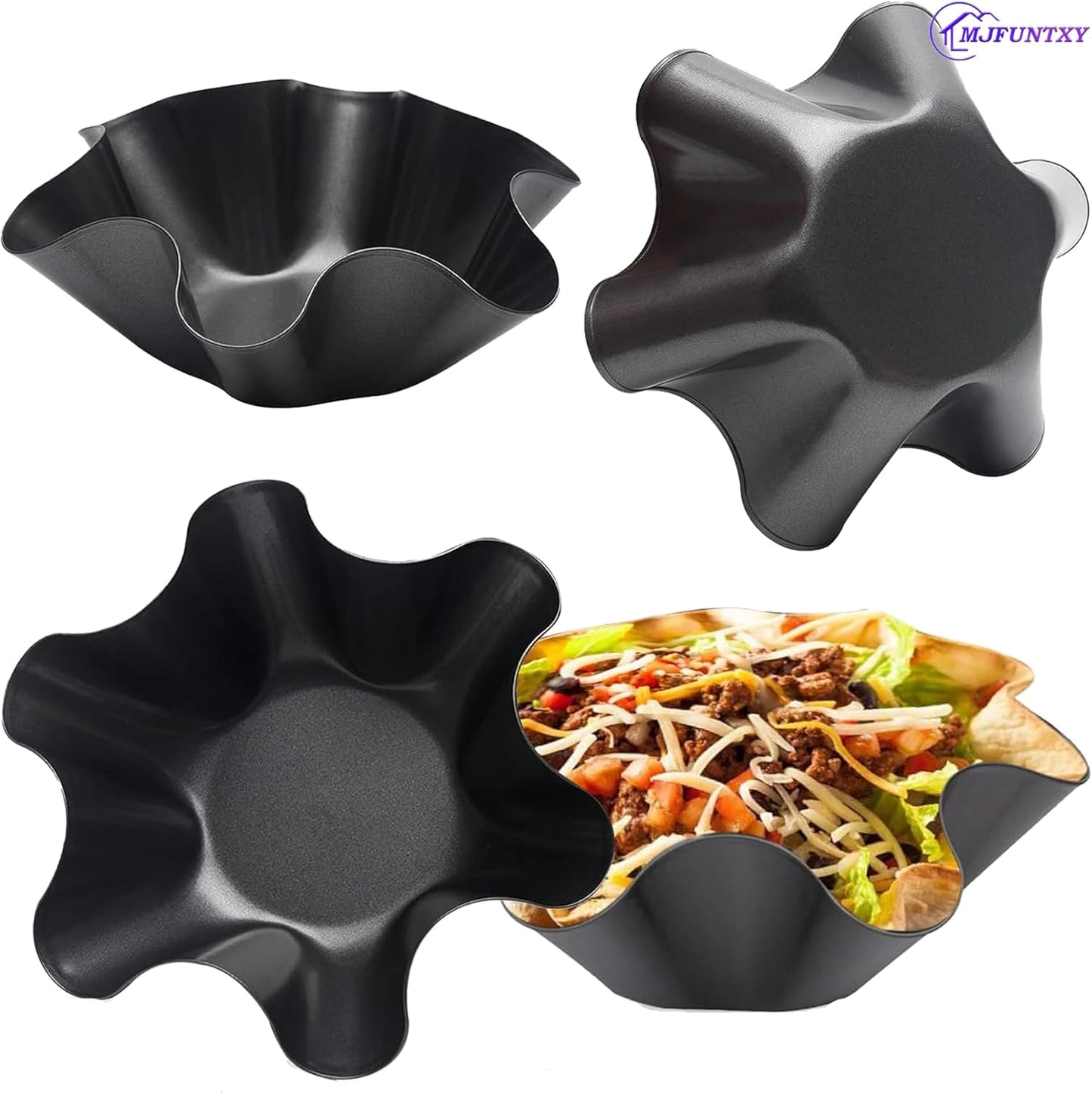 Skiennix 4-Pack Tortilla Pan Set - Nonstick Carbon Steel Taco Shell Molds | Dishwasher & Microwave Safe