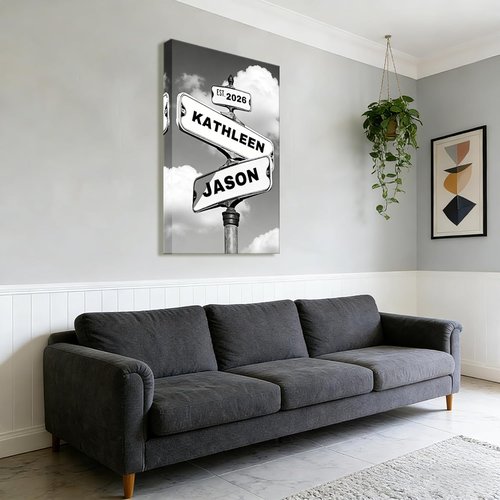 Crossroads | Personalized Canvas Print for Couples - Custom Name & Date Wall Art, 8x12