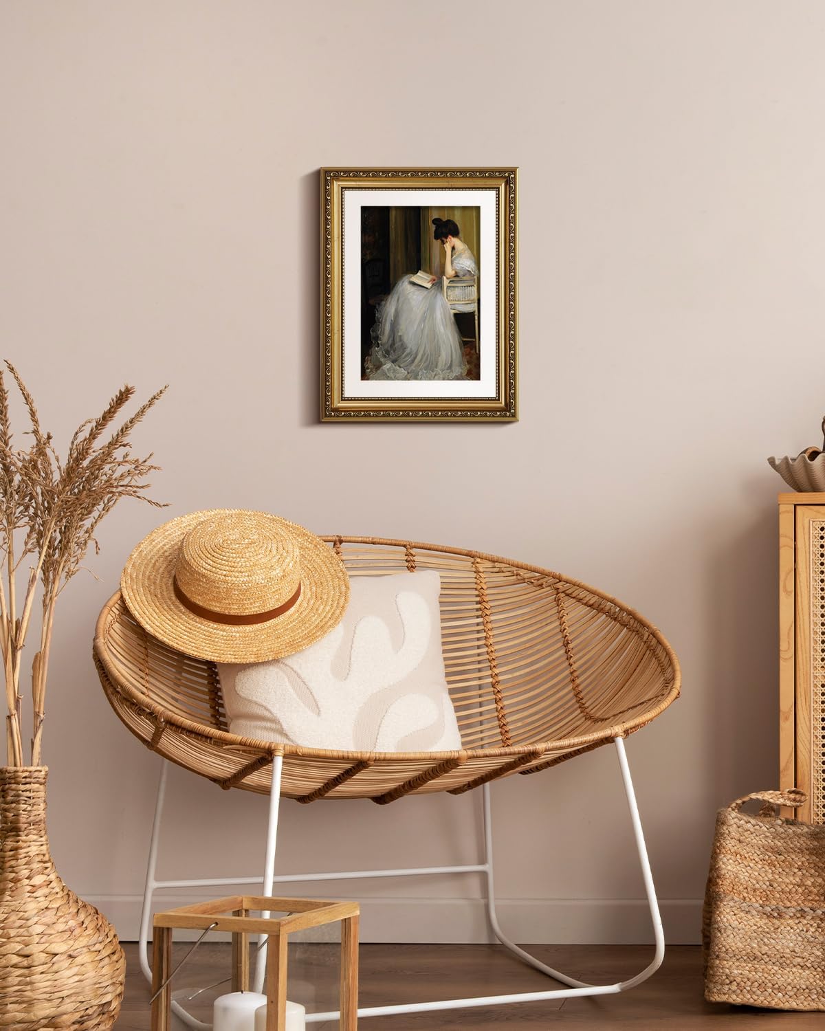 VIYYIEA Gold Framed Wall Art - Elegant Canvas Print for Home Decor | 11x14in, White