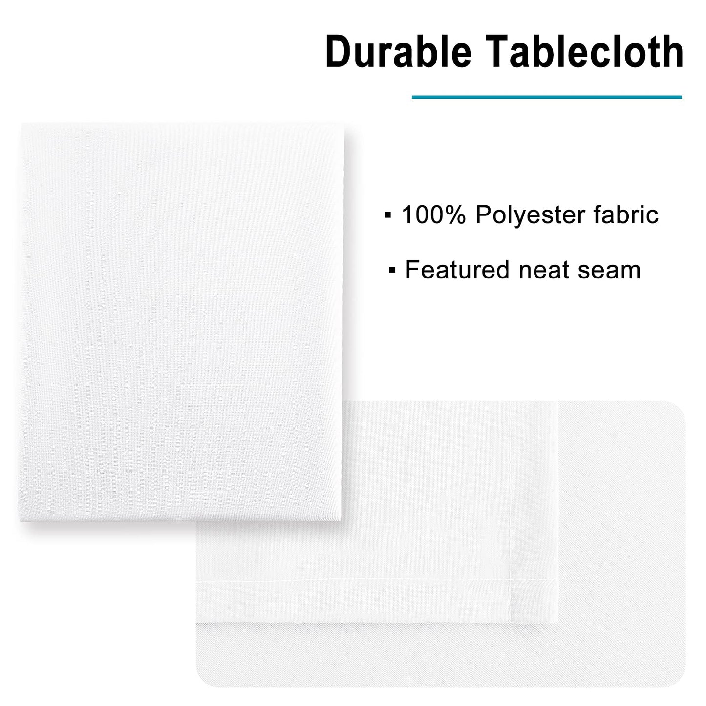 Hiasan White Rectangle Tablecloth - Waterproof Washable Polyester Fabric Table Cloth for Buffect Dining Birthday Party Wedding, 54 x 80 Inch