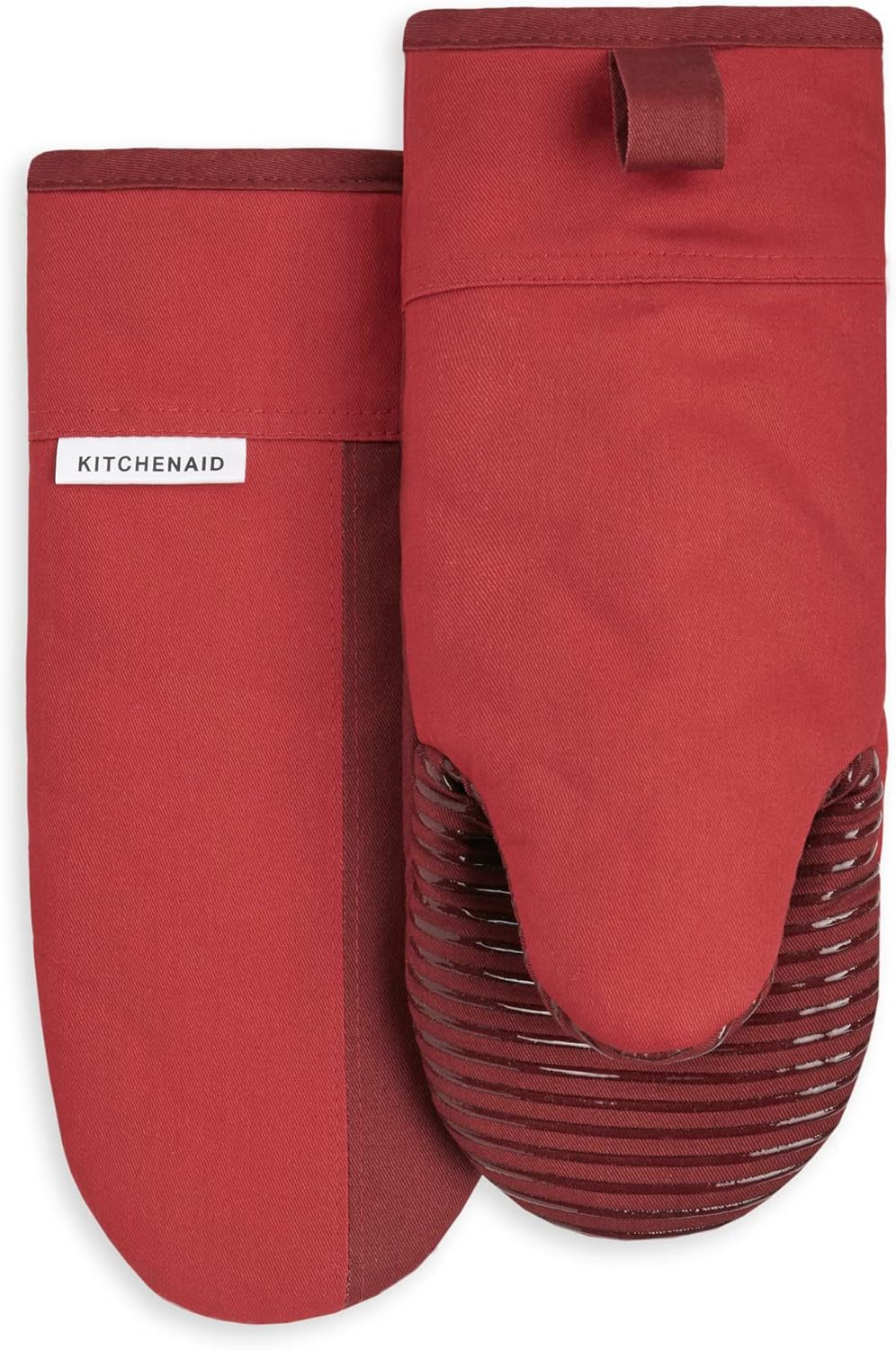 KitchenAid Non-Slip Oven Mitt Set - Two-Tone Passion Red/Bordeaux, 5.75"x13", 2 Pieces