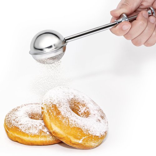 Flour Sifter, Stainless Steel Flour Sifter for Baking, One Handed Operation Baking Sifters, Great Flour Sieve Bakers Dusting Wand for Quick Sifting Cakes and Spices XVBITOR