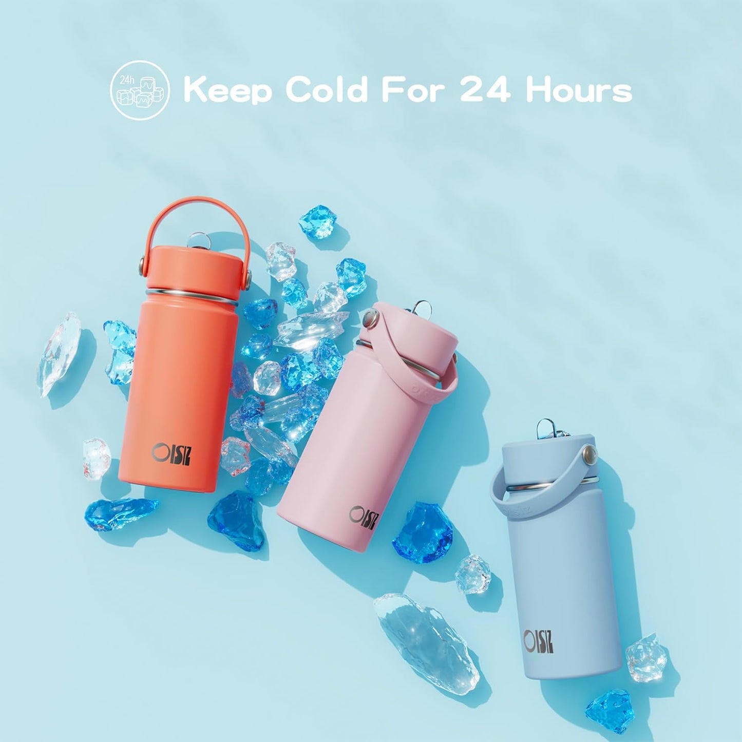 OISIZ Kids Water Bottle - 14oz Vacuum Insulated Stainless Steel | Leakproof, BPA-Free, Keeps Drinks Cold for 24 Hours