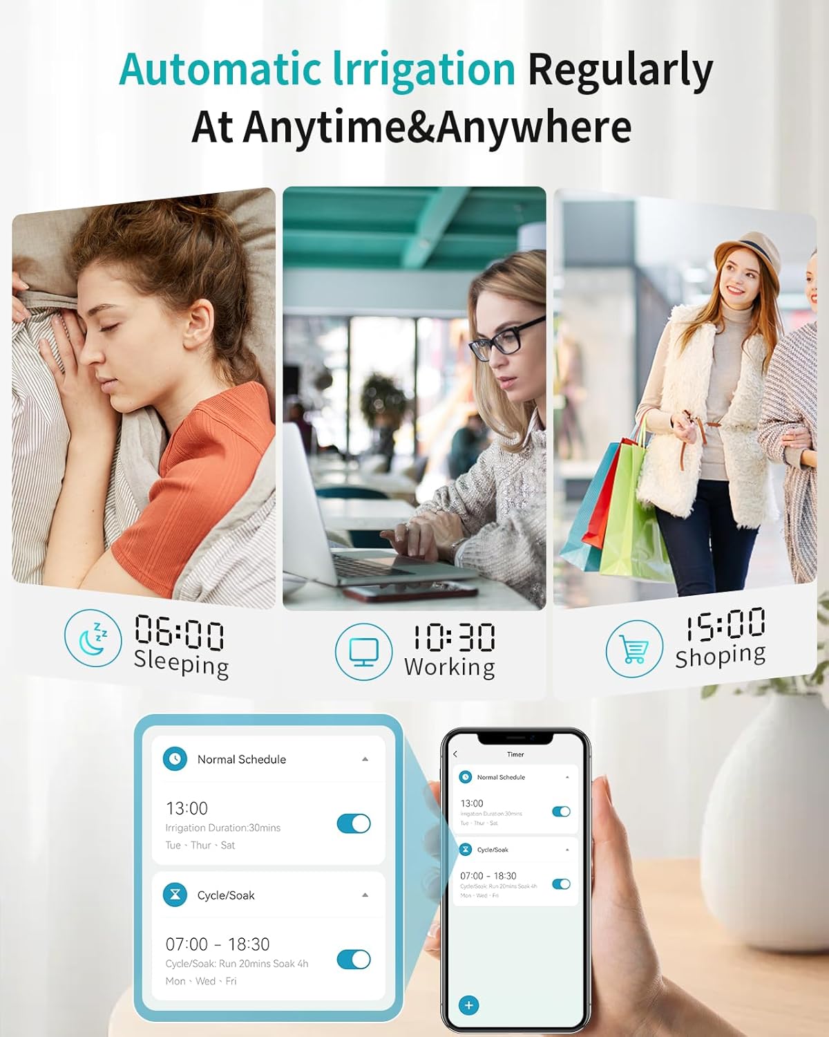 WiFi Hose Timer - Smart Water Timer with Brass Inlet | Remote Control via 2.4GHz WiFi, Alexa & Google Assistant Compatible for Lawns and Yards