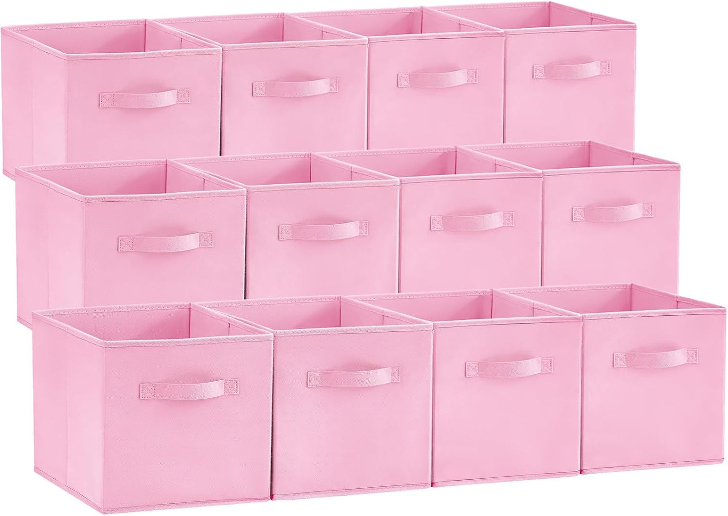 Lifewit Storage Cubes - Foldable Decorative Fabric Baskets for Home Organization | 11-Inch Pink, 12-Pack