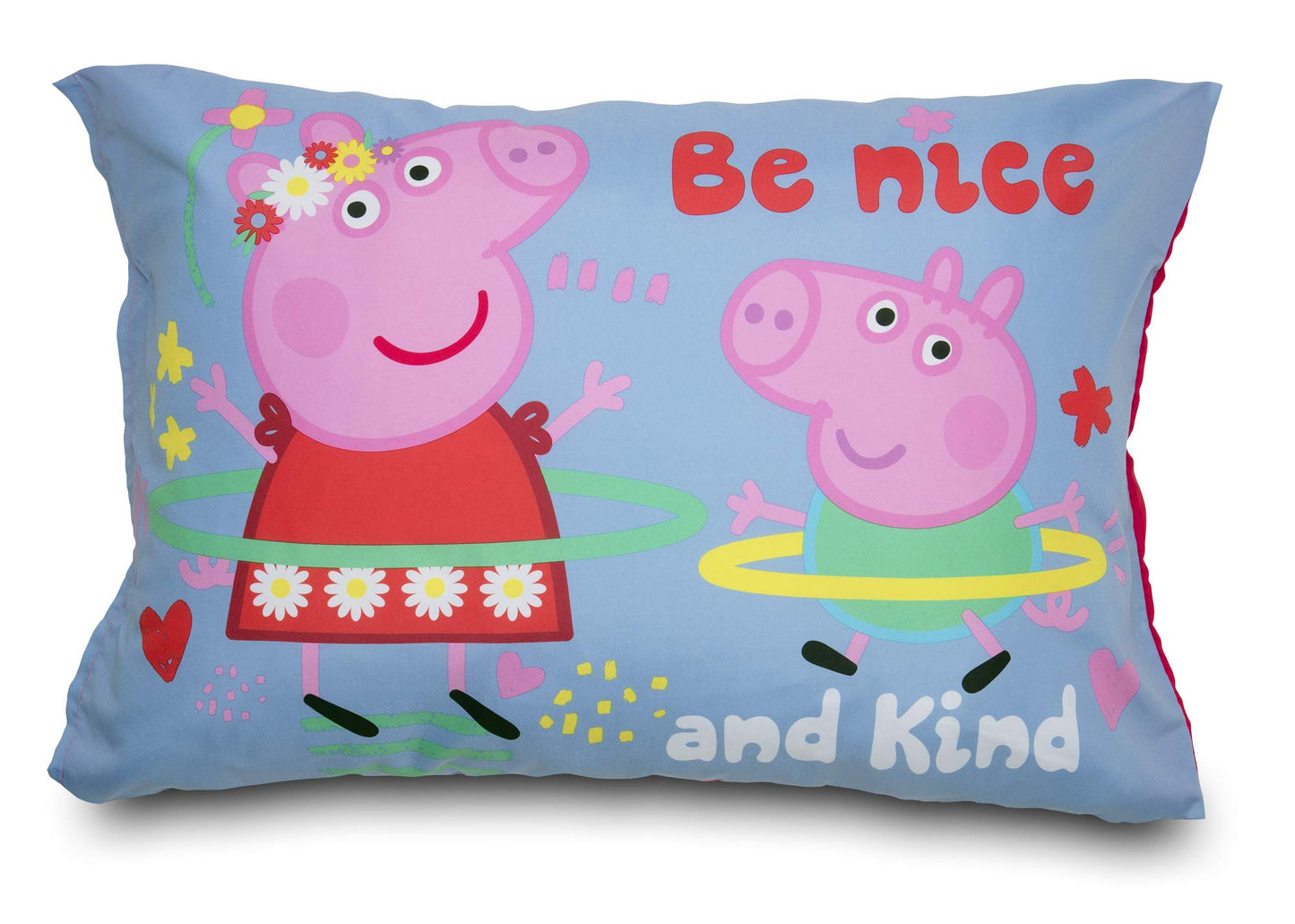 Peppa Pig Be Nice & Kind 4 Piece Toddler Bedding Set - Includes Comforter, Sheet Set - Fitted and Top Sheet + Reversible Pillow Case for Girls Bed, Pink