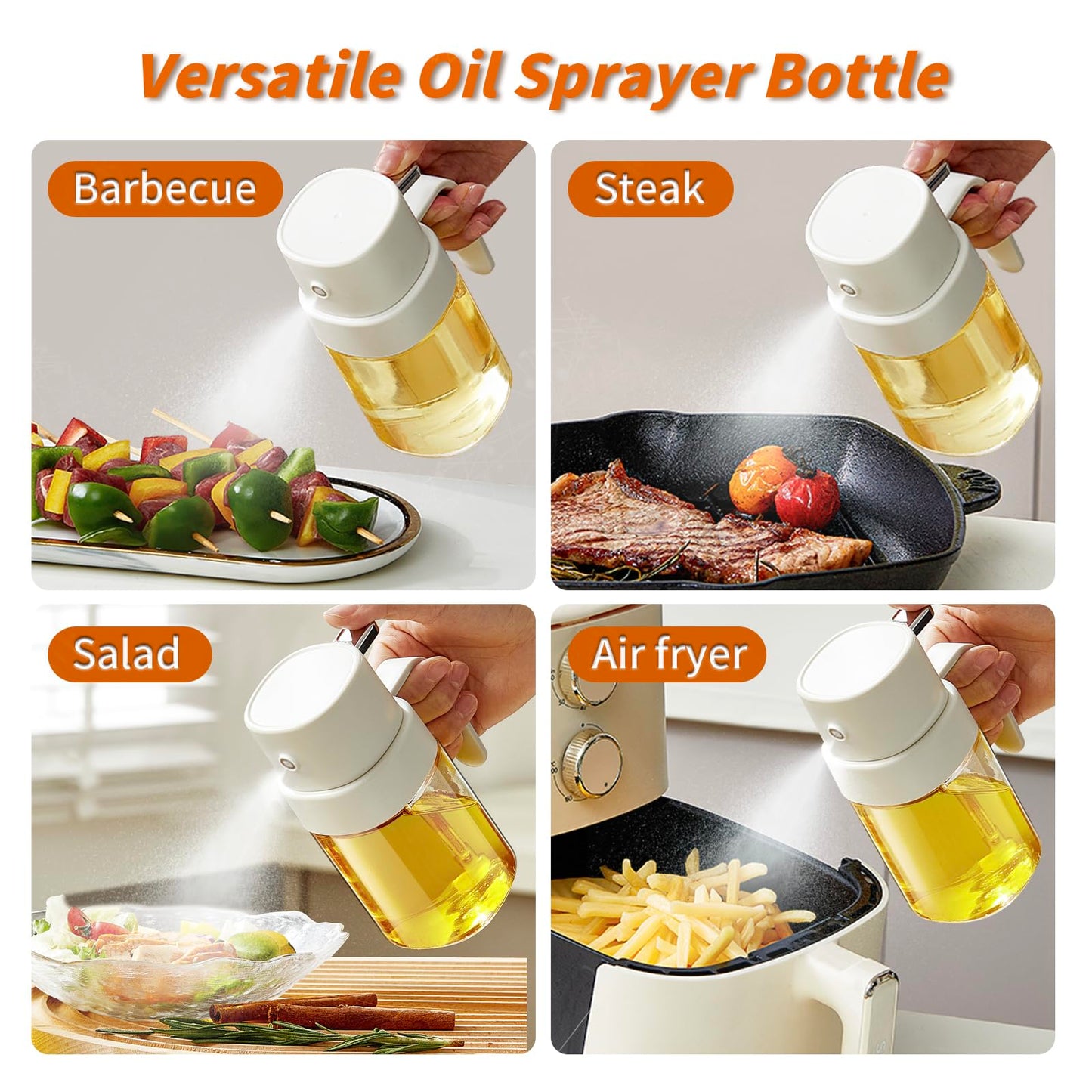YARRAMATE Mini Oil Sprayer for Cooking, 6.8 OZ/ 200 ML Premium Oil Spray Bottle for Kitchen, Food-grade Olive Oil Sprayer, Portable Oil Mister for Air Fryer, kitchen, Outdoor BBQ and Camping (White)