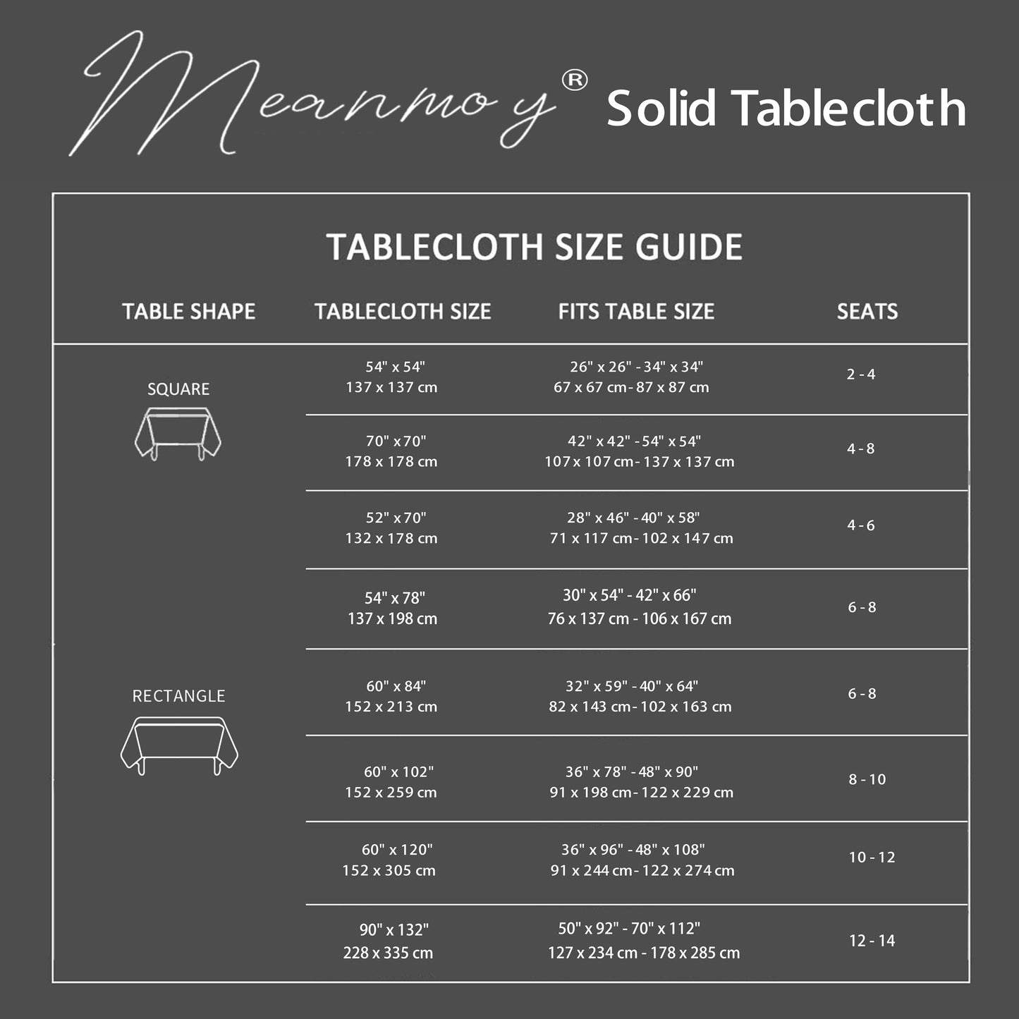 MEANMOY Navy Blue 210GSM Water & Stain Resistant Rectangle Tablecloth for 6 Foot Table Solid 60 x 102 Inch Rectangular Table Cloth in Wrinkle Free Washable Polyester Fabric for Wedding, Party, Banquet