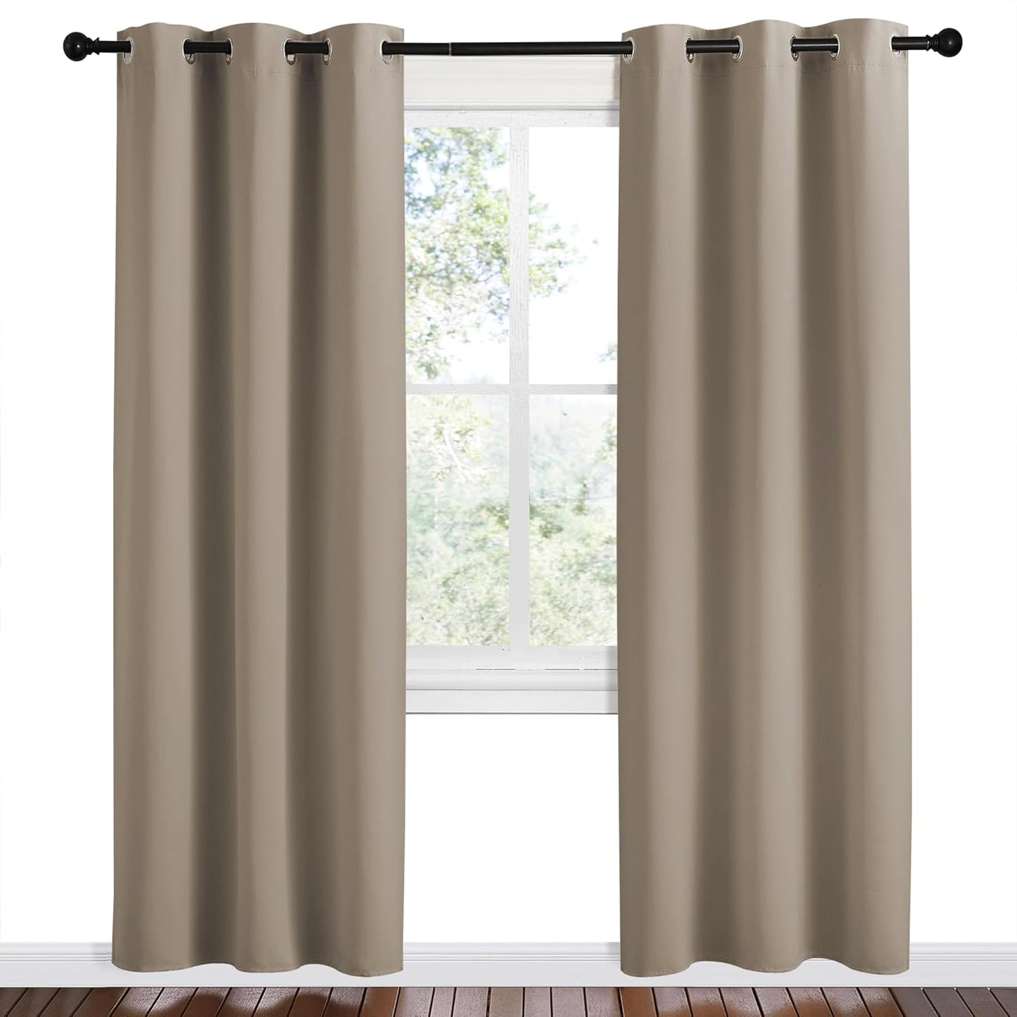 NICETOWN Taupe Room Darkening Curtains - Thermal Insulated Grommet Drapes, 42" x 78" | Set of 2
