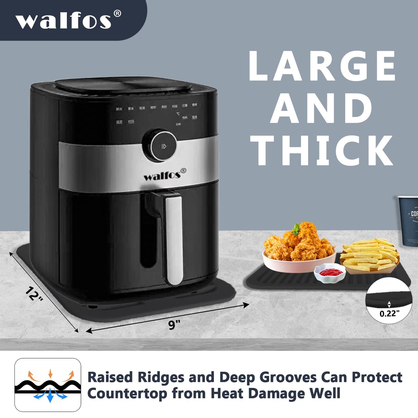 Walfos Silicone Trivets for Hot Pots and Pans - Heat Resistant Hot Pads for Kitchen Counter- Multi-Purpose & Versatile Trivet Mat - Long-Lasting & Flexible Silicone Hot Pad