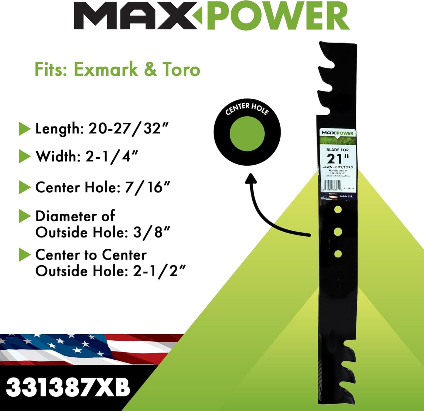 MaxPower 331387XB Mulching Blade - 21" Replacement for Toro, Exmark & Lawn Boy Mowers
