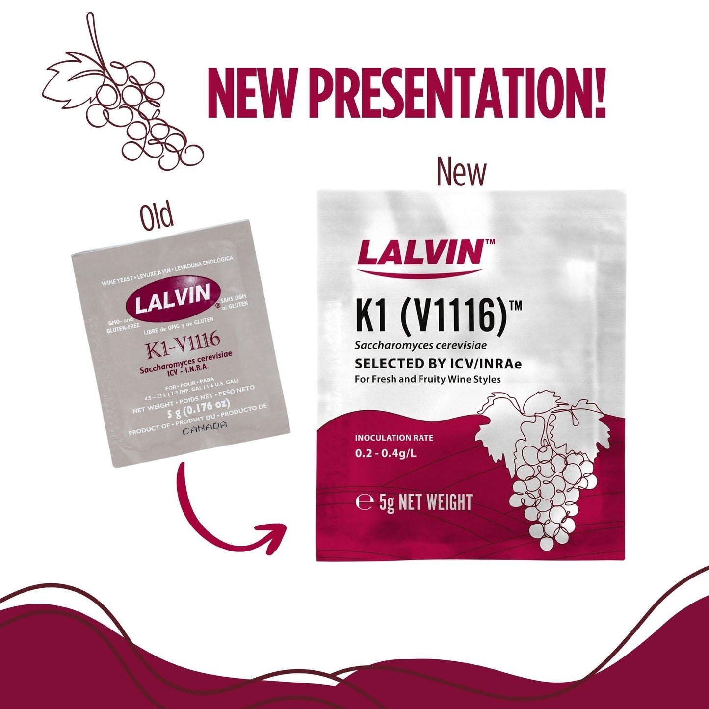 Lalvin K1-V1116 Wine Yeast (10 Pack) - Make Wine Cider Mead Kombucha At Home - 5 g Sachets - Saccharomyces cerevisiae - Sold by CAPYBARA Distributors Inc.