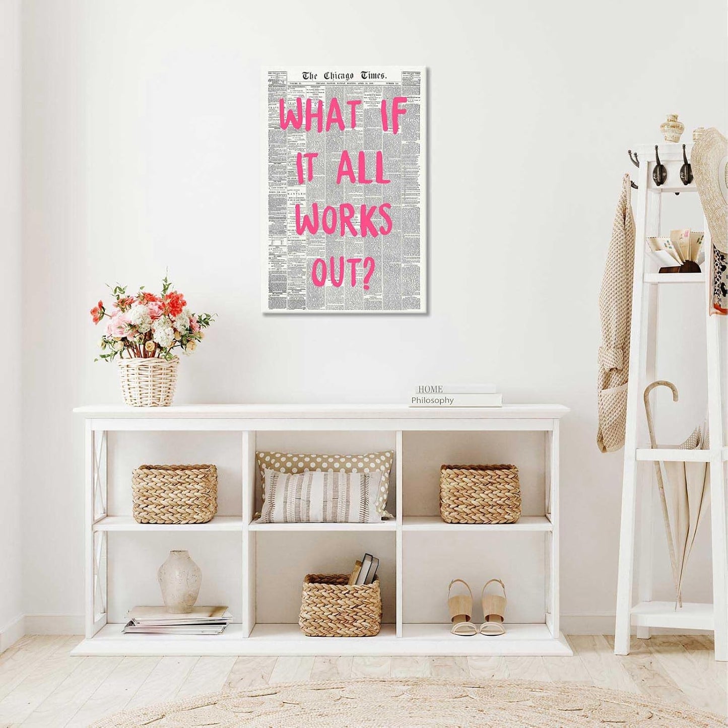 Skiennix Retro Newspaper Poster - Positive Affirming Quote Canvas Wall Art | 24x36in Framed Decor