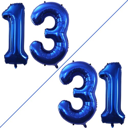 GOER Jumbo Number 13 Balloons - 42 Inch Foil Helium Balloons for Sweet 13 Birthday Party (Blue)