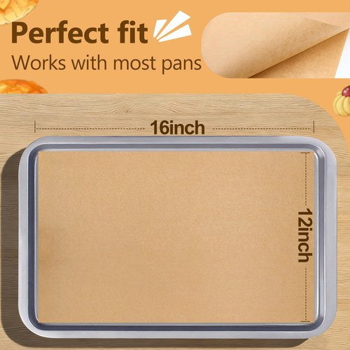 400Pcs Unbleached 12x16 Inch Silicone Coated Parchment Paper Sheets, Pre-Cut Non-Stick Baking Paper for Oven, Air Fryer, Grilling, Cooking, Fit Half Sheet Baking Pans