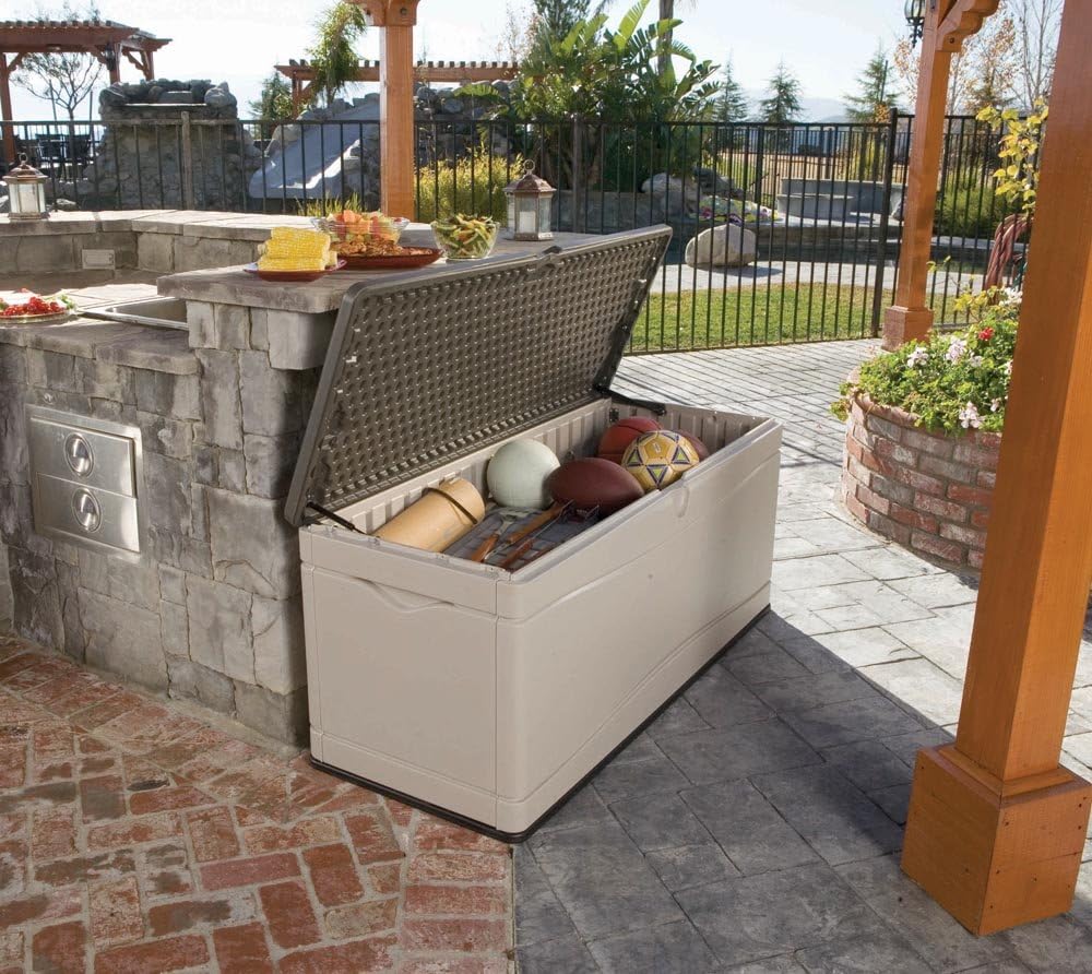 LIFETIME Extra Large Deck Box - 130 Gallon Capacity in Desert Sand/Brown Color