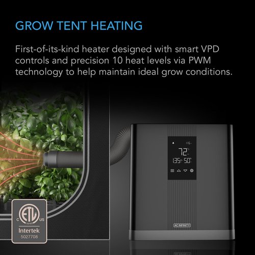 AC Infinity THERMOFORGE T3, Environmental Grow Tent Heater with VPD Temperature Controller, 10-Level PTC Heating and Included Extension Hose for Tents, Rooms, Greenhouses