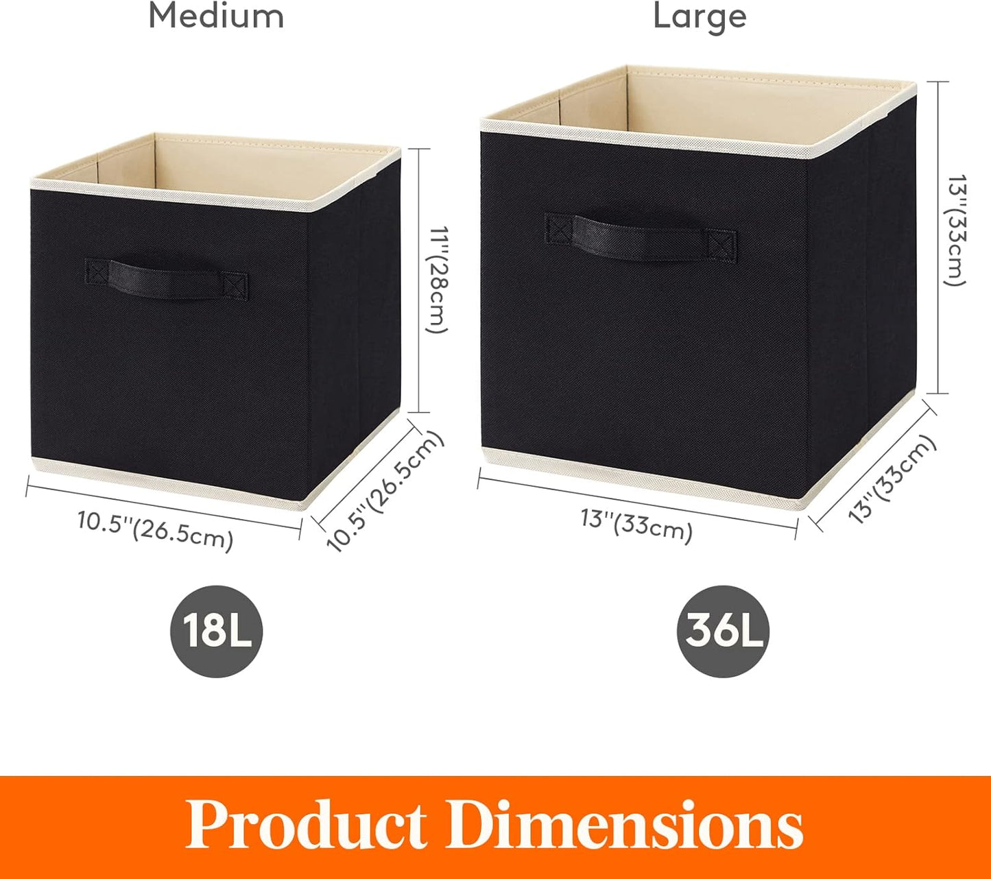 Lifewit Storage Cubes - Foldable Decorative Fabric Baskets for Home Organization | 11-Inch, 6-Pack, Black