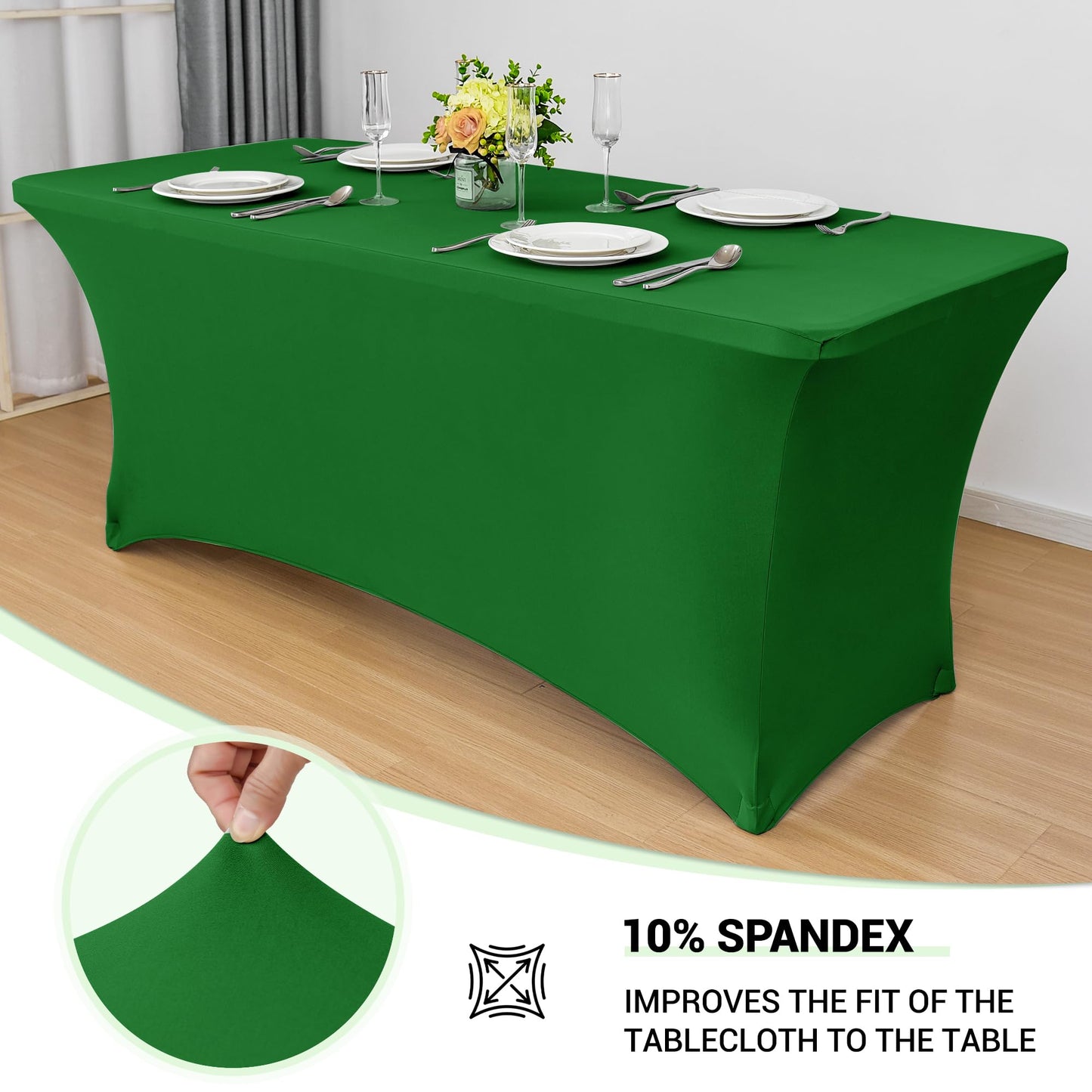 Obstal 5ft Stretch Spandex Table Cover for Standard Folding Tables - Universal Rectangular Fitted Tablecloth Protector for Wedding, Banquet and Party