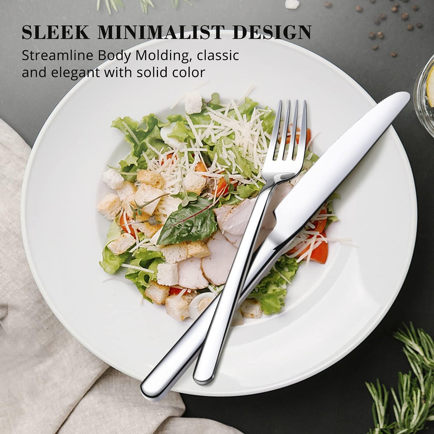 KINGSTONE Silverware Set, 10 Piece Flatware Cutlery Set for 2, 18/10 Stainless Steel Silverware Mirror Polished Dishwasher Safe for Home, Restaurant, Wedding, Party