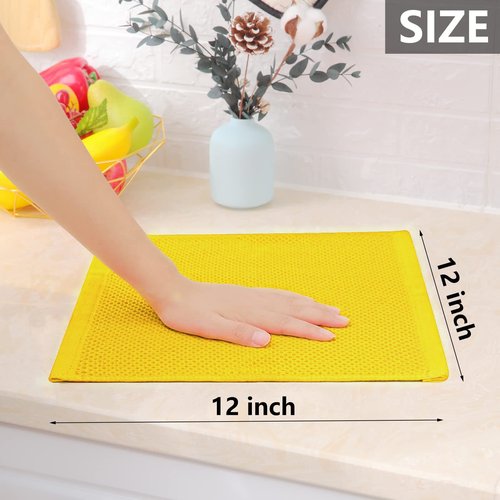 Homaxy 100% Cotton Waffle Weave Kitchen Dish Towels, Ultra Soft Absorbent Quick Drying Cleaning Towel, 13 x 28 Inches, 6-Pack, Yellow