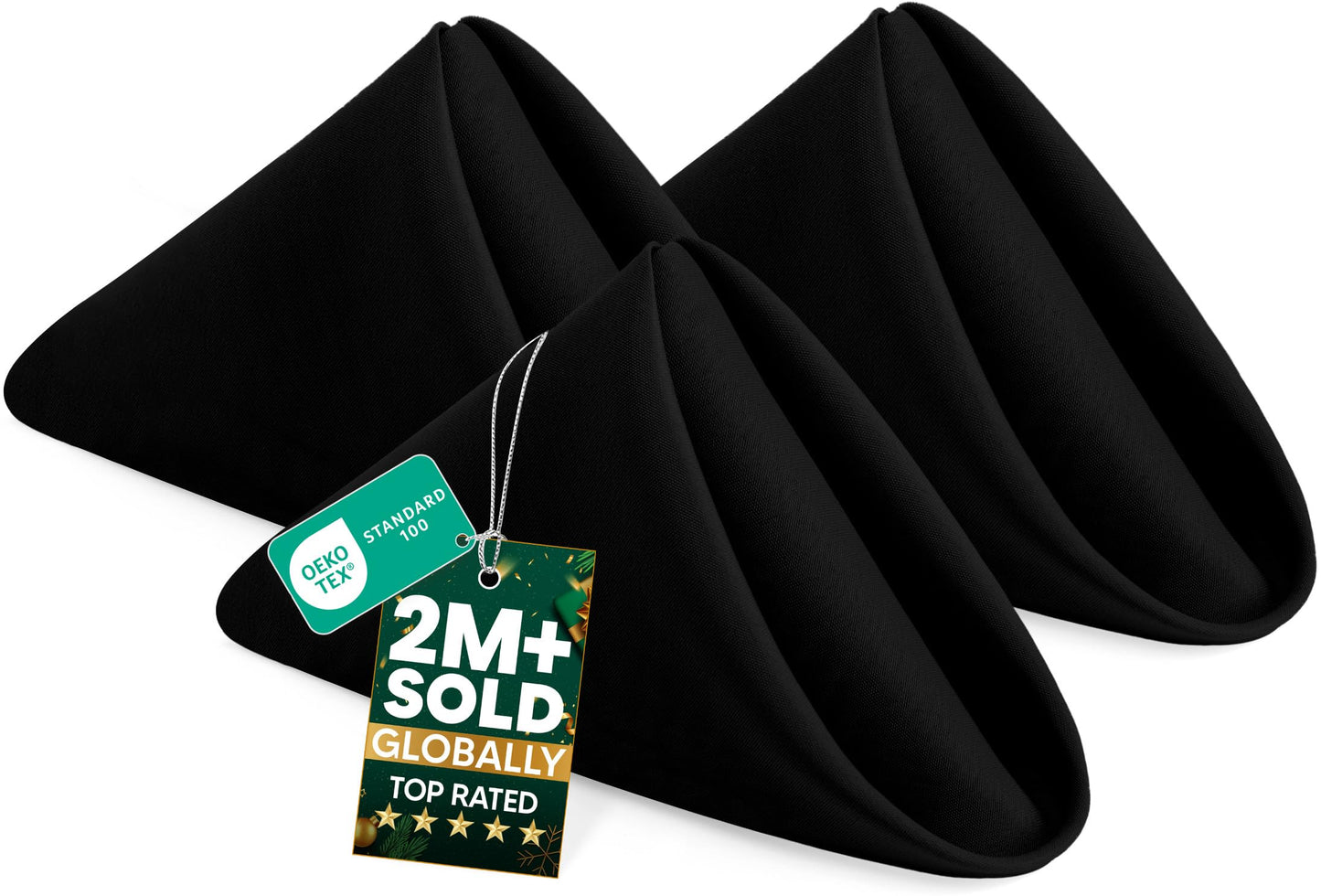 Utopia Home [288 Pack, Black] Cloth Napkins 20x20 Inches, 100% Polyester Hemmed Edges, Washable and Reusable Ideal for Parties, Weddings and Dinners