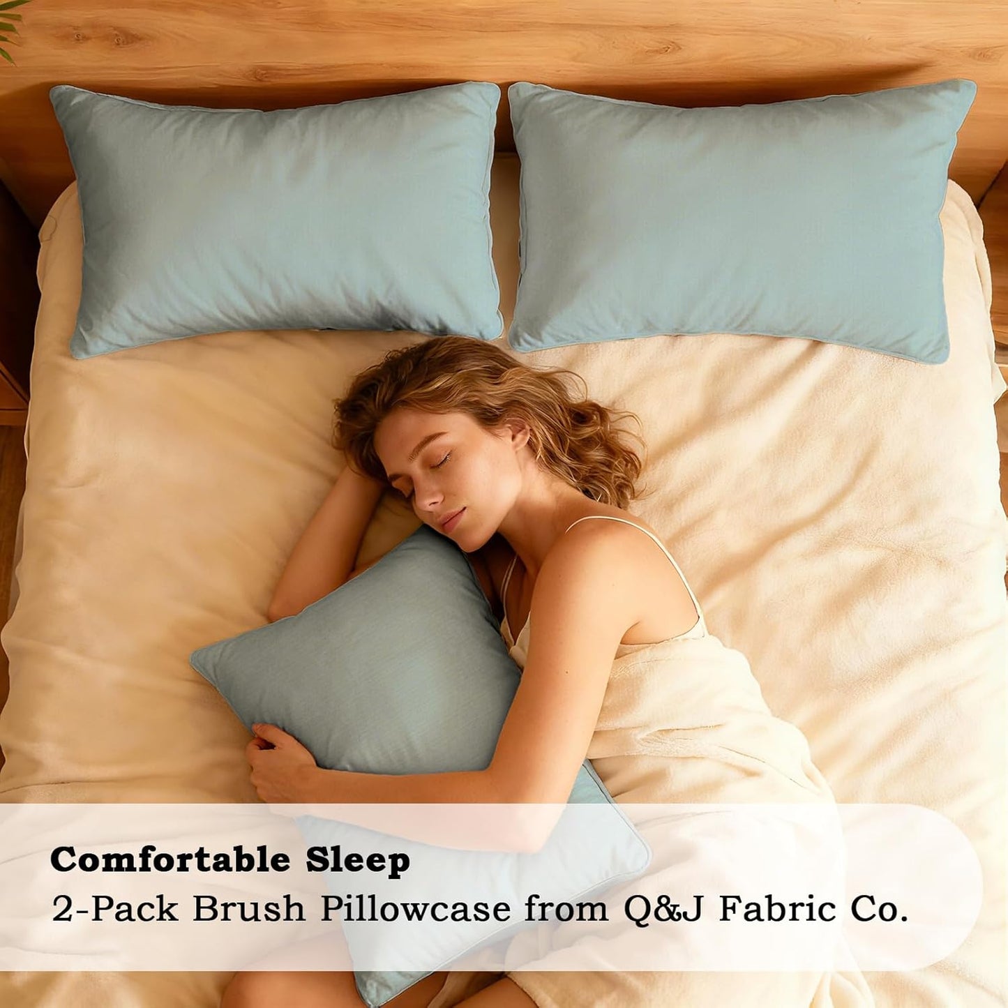 Q&J Fabric Co. Standard Size Pillow Cases - Soft Brushed Microfiber, Wrinkle-Free & Fade-Resistant | Set of 2 (20x26'', Baby Blue)