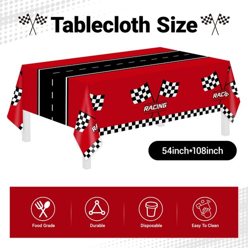 Childom 102 PCS Racing Car Tableware Sets,Race Car Birthday Party Supplies,Disposable Racing Tablecloths,Plates Cups Napkins,Cars Themed Tableware Set for Boys Birthday,Kids Parties,Racing Party Decor