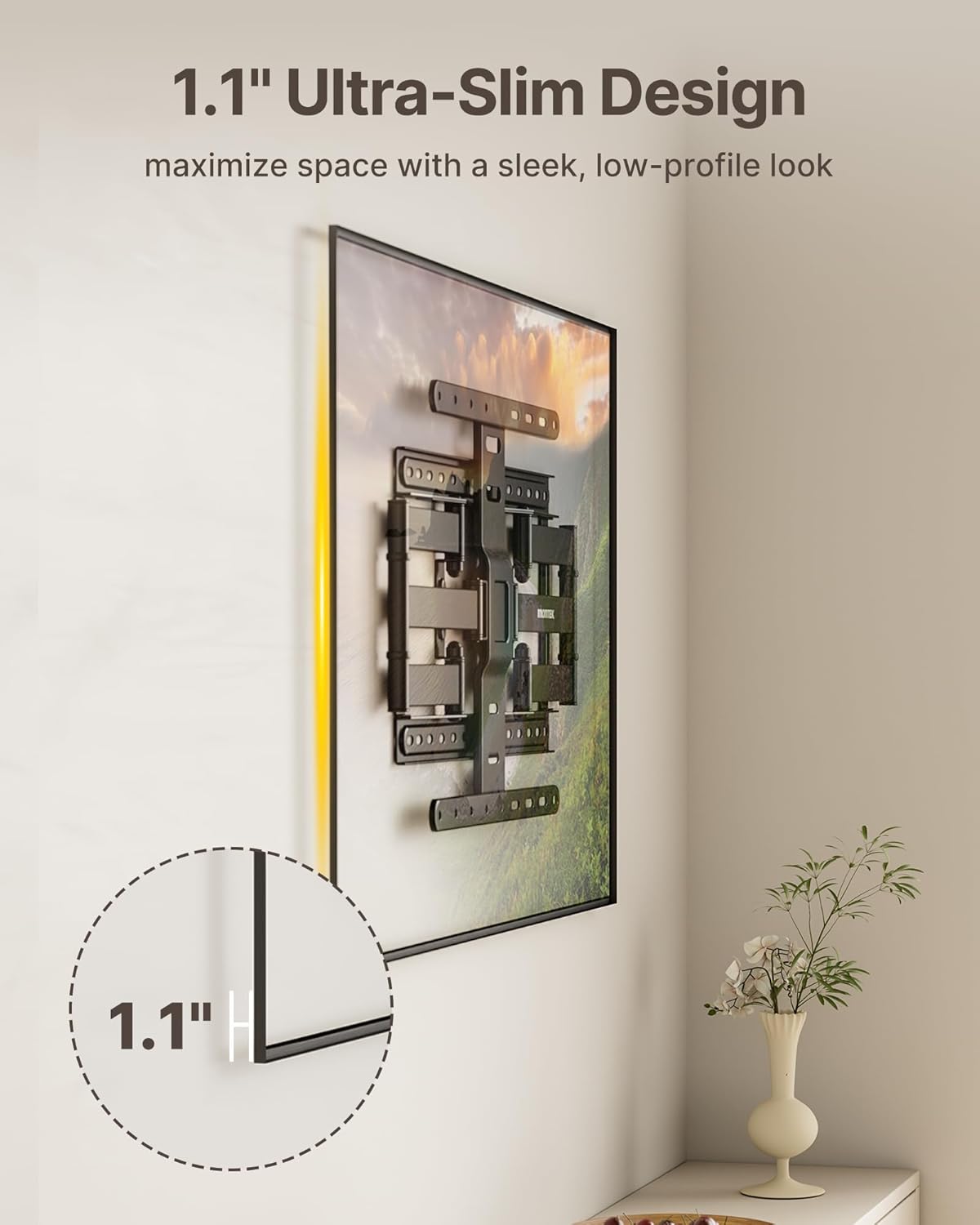 monTEK Ultra Slim TV Wall Mount - Full Motion Bracket for 37-75 Inch TVs, 132lbs Capacity | Max VESA 400x400mm