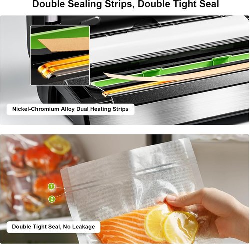Gasbye Vacuum Sealer Machine - 95kPa Precision with Double Heat Seal & Easy-Lock Handle | Silver