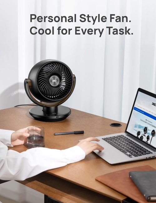 DREO 11-Inch Desk Air Circulator Fan - Remote Control, 4 Speeds, 120° Vertical Oscillation, Quiet 25dB