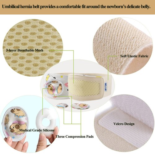 BOJEE Umbilical Hernia Belt Baby Belly Button Band Infant Belly Wrap Truss Abdominal Binder for Children Kids Support Adjustable Navel Belly Band Newborn Umbilical Cord 15-20 inch