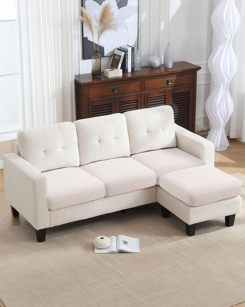 Fuloon Waterproof Sofa Cushion Covers - 3 PCS Stretch Slipcovers for Armchair & Loveseat | Pale Beige