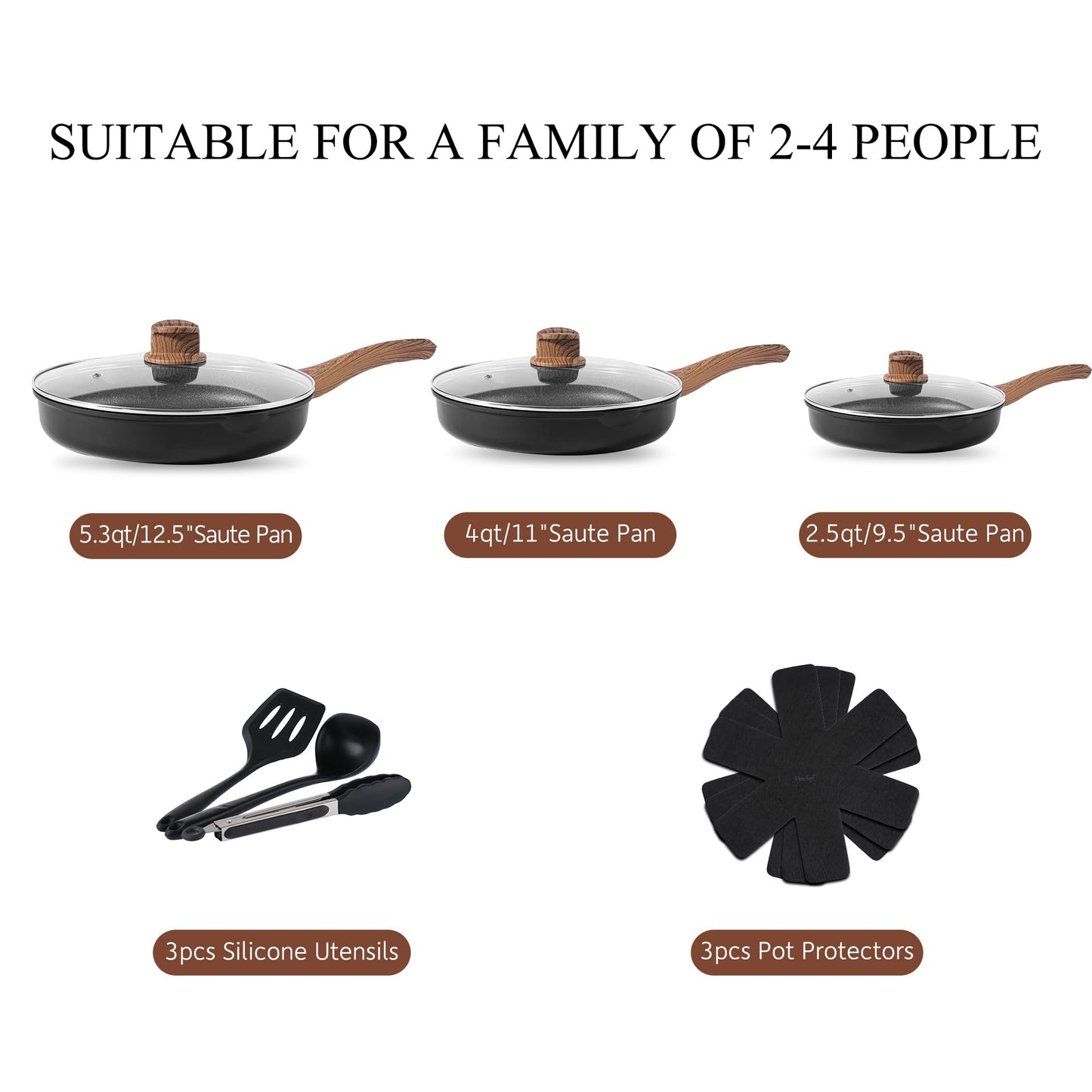 Vinchef Pots and Pans Set Non Stick, 12pcs Induction Cookware Set, Non Stick Frying Pans with Lid, Non Toxic Kitchen Cookware Sets, Pan Sets for Cooking, PFAS and PFOA Free