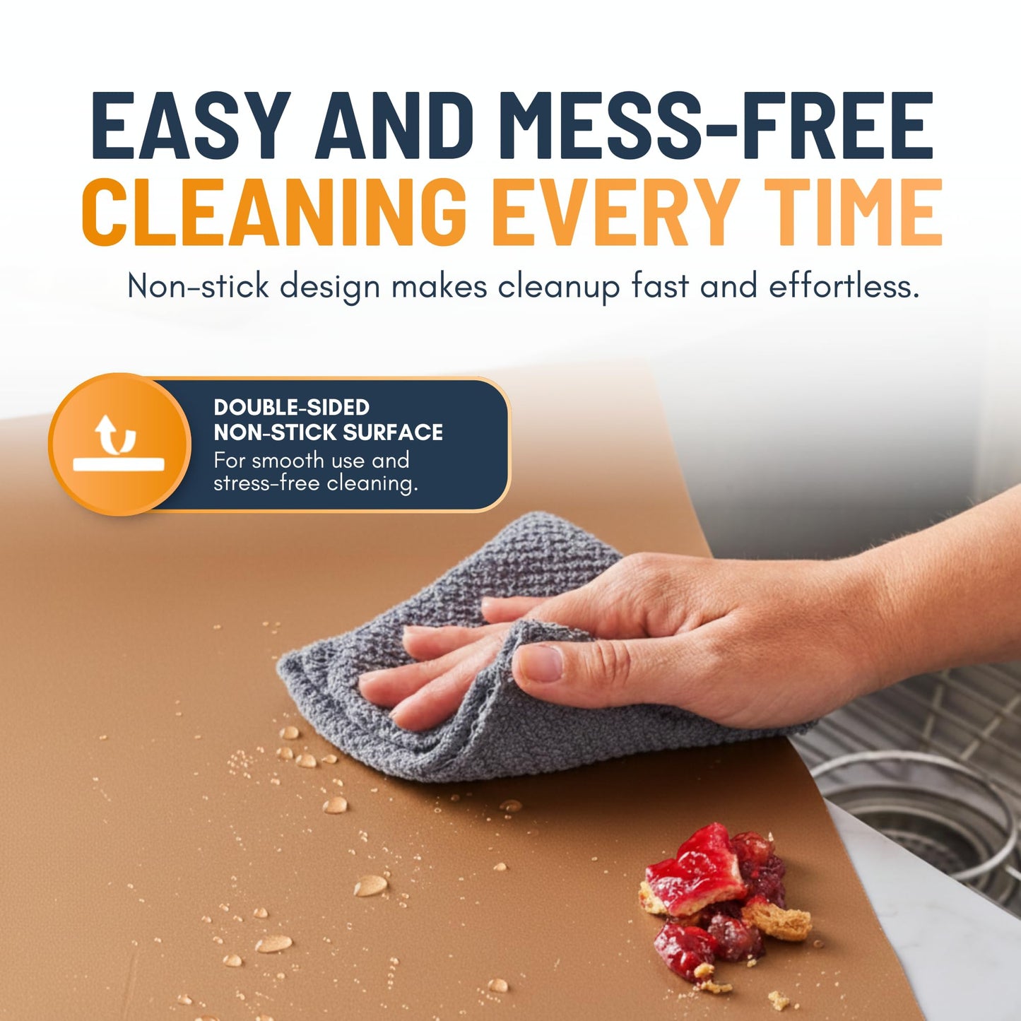 Oven Liners for Bottom of Oven - 2 Pack Large Heavy Duty Mats, 17”x25” Non-Stick Reusable Liner for Electric, Gas, Toasters, Grills - BPA & PFOA Free Kitchen Accessory to Keep It Clean (Copper)