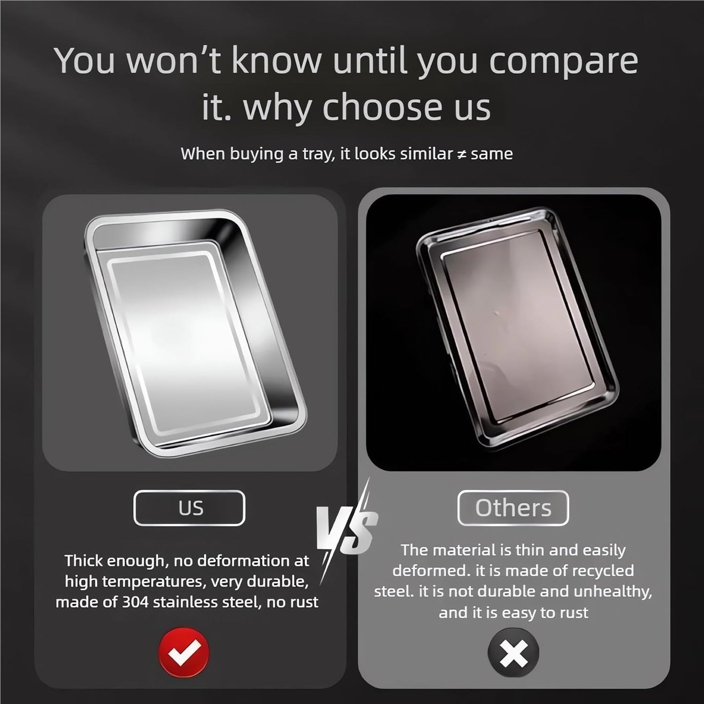 Regine Switzerland Extra Large 304 Stainless Steel Baking Pan Set - 2-Pack Non-Toxic Bakeware (1 Solid & 1 Perforated)