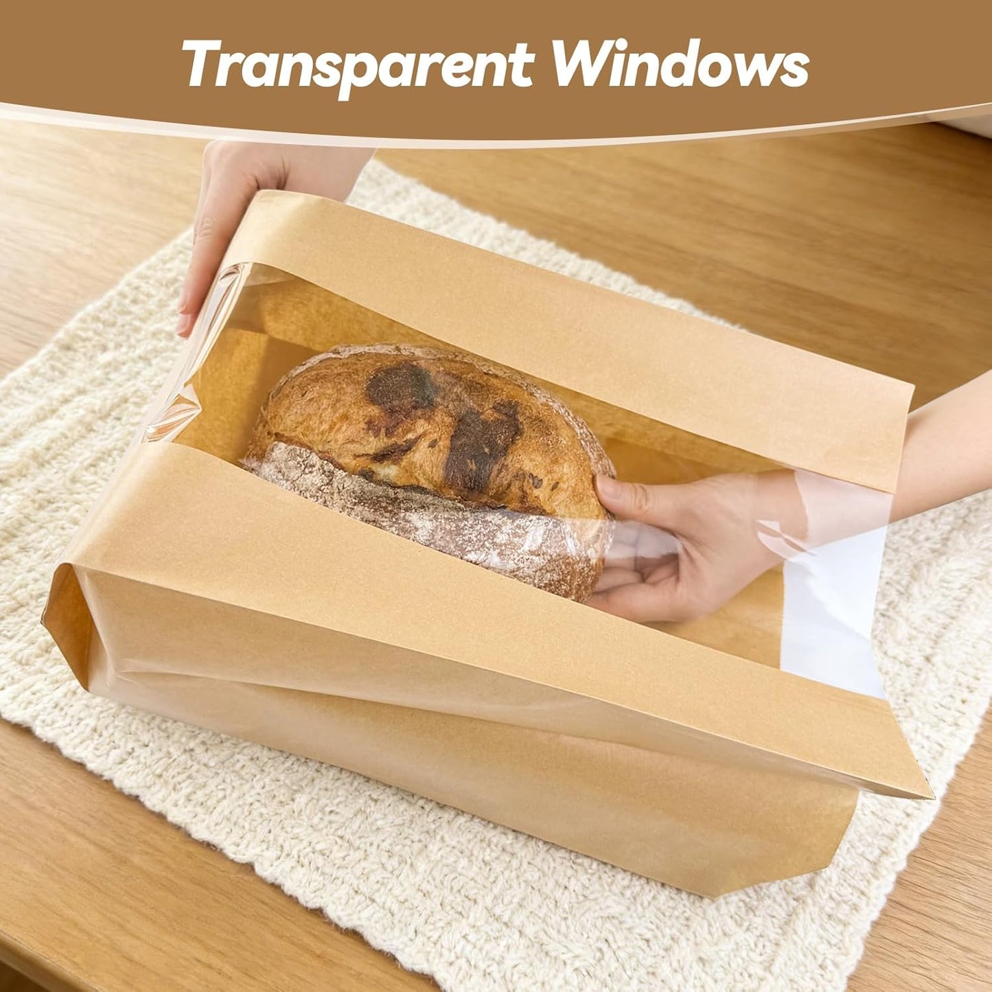 Tripho Bread Bags - 100 Pcs Clear Window Sourdough Storage Bags with 120 Stickers | Ideal for Cookies & Snacks