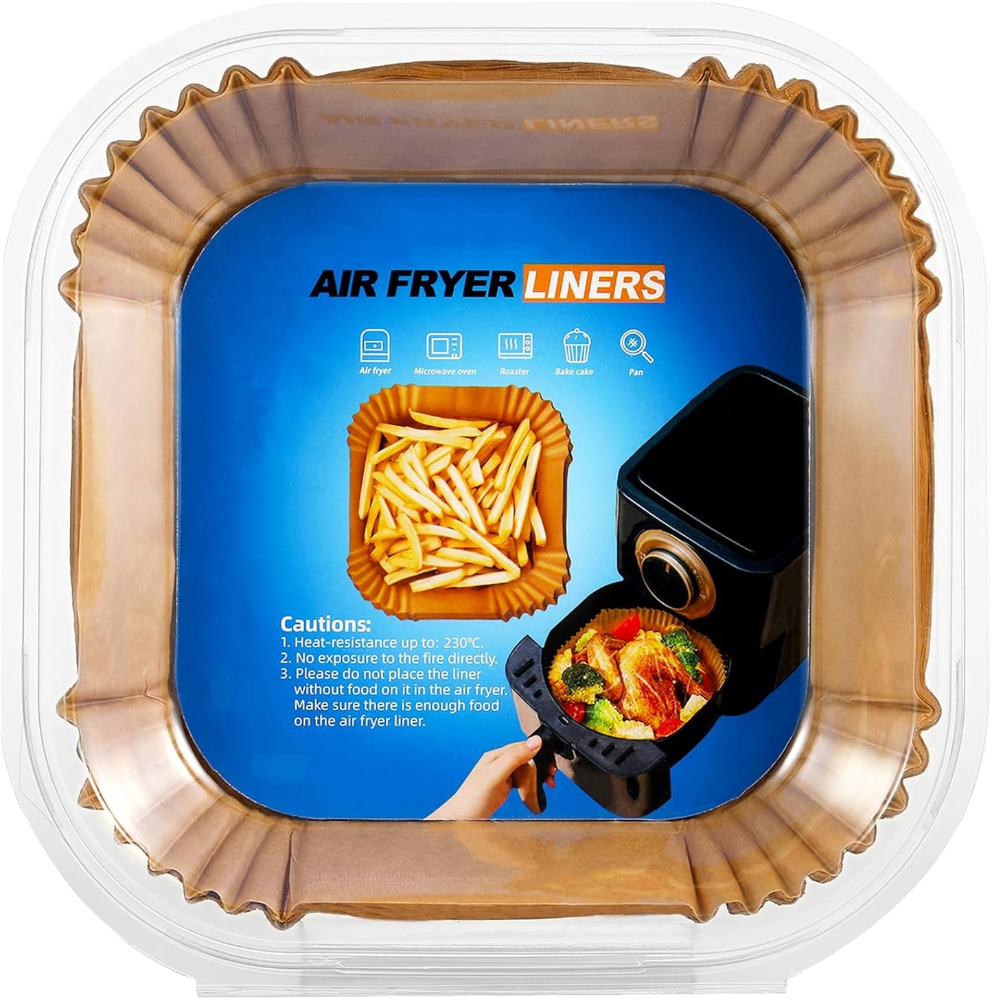 Air Fryer Liners | 100PCS Non-Stick Parchment Paper for 3-5QT Air Fryers & Microwaves - 6.5 Inch Square