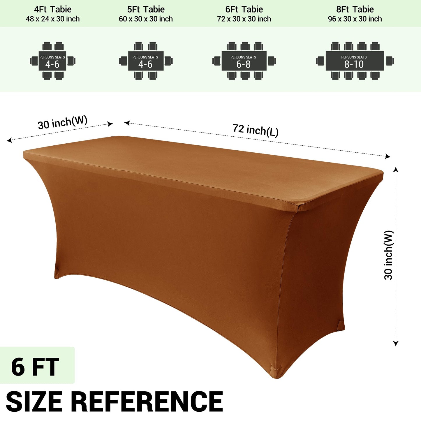 Obstal Spandex Table Cover 4ft Fitted Tablecloth Rectangular - Stretch Folding Table Cloth Rectangle for Birthday Party Wedding Banquet, Light Coffee, 48L x 24W Inch