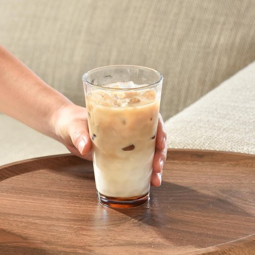 ALINK 16 oz Drinking Glasses, Set of 6 Highball Glass Cups Bar Glasses, Clear Heavy Base Stemmed Water Glasses for Beer, Iced Coffee Cups, Cocktail Glasses, Wine, Iced Tea, Dishwasher Safe